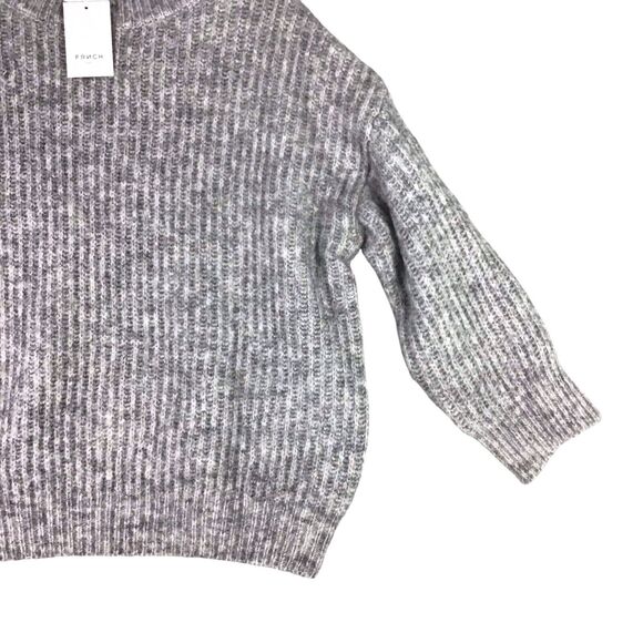 FRNCH Womens M/L Grey Neola Oversized Mock Neck Ribbed Balloon Sleeve Sweater - Picture 10 of 10